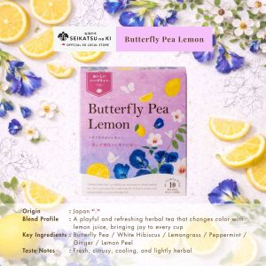 【2.9 million sold in Japan】SEIKATSU no KI Fruity Herbal Tea Butterfly Pea Lemon 10 Teabags Caffeine Free Japan