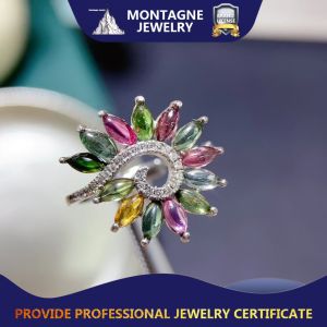 Montagne Jewelry Sterling 925 Silver ring for women Adjustable Size Ring Natural 2.5x5mm Tourmaline Ring