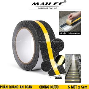 Băng keo chống trượt vân nhám đá phản quang 5m x 5cm cao cấp PQ-505V dán cầu thang chống trơn trượt hiệu quả dành cho văn phòng nhà xưởng chân bậc cầu thang - Mai Lee
