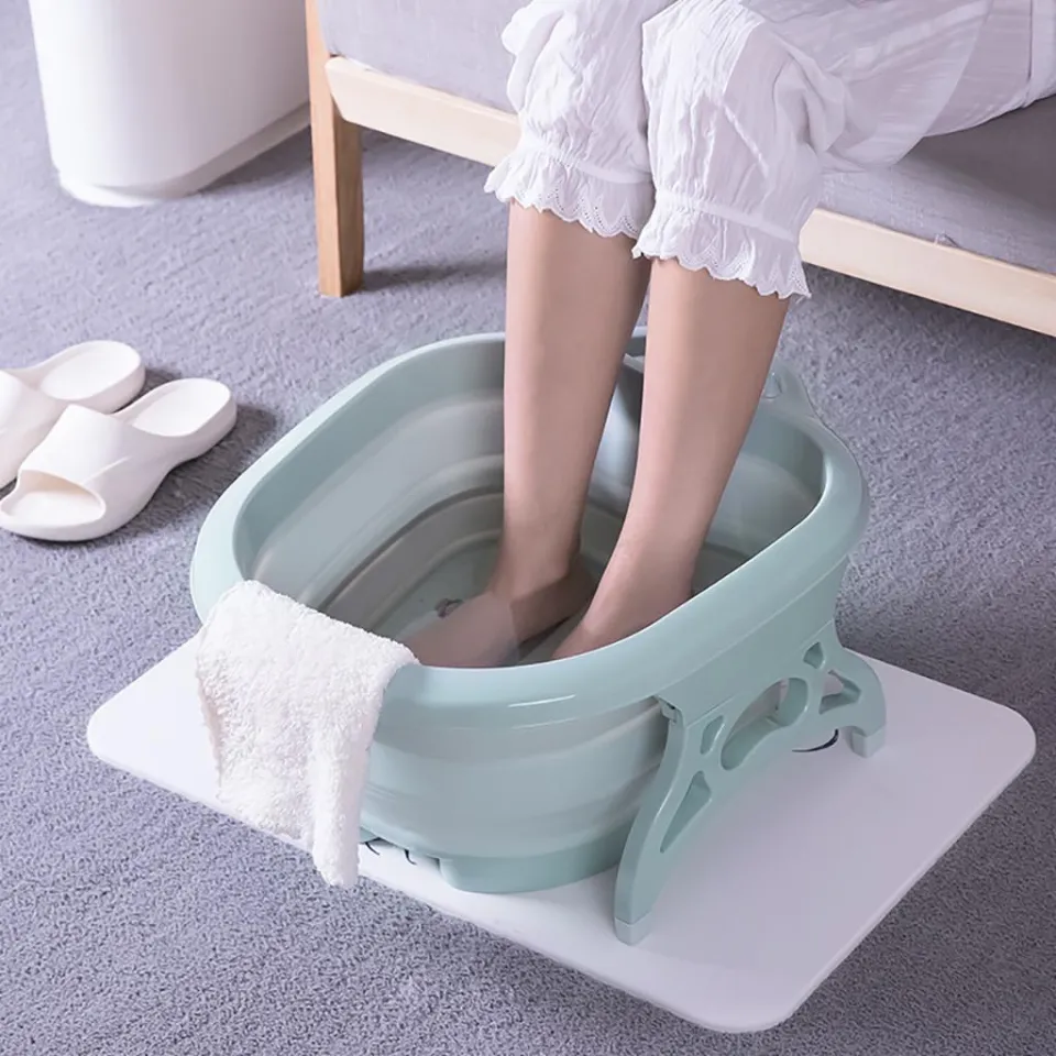 Fulenyi Foot Soaking Bath Basin - Foot Soak Bath Tub With Massaging Rollers - Stress Relief Foot Spa, Foldable Bucket Large Foot Soaking Tub Bucket