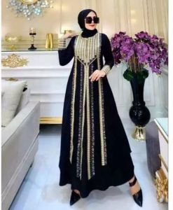 Gamis Abaya Arabian Jersey Mix Ceruty Terbaru Size M L XL XXL