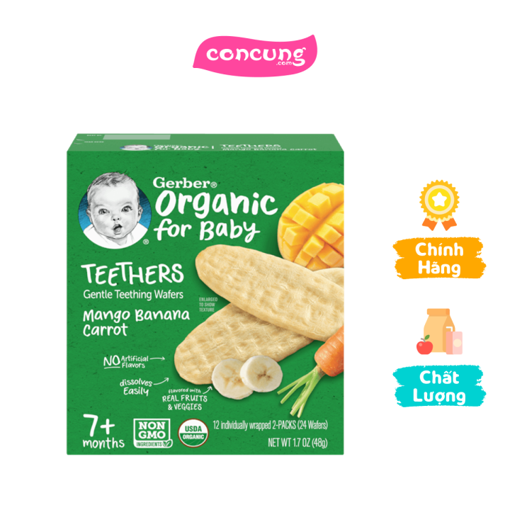 Bánh gạo hữu cơ Gerber Organic vị xoài chuối cà rốt