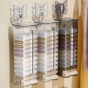 FEELING WELL Wall-Mounted Underwear Storage Box Dust-proof Suction Cup Clear Socks Organizer Practical Easy To Install Closet Underwear Holder Home
