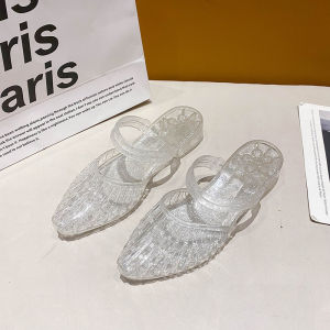 [Free Shipping] New Crystal-Embellished Slip-On Sandals For Women Suitable For Summer Wear With A Non-Slip Soft Sole PVC Jelly Material And A Casual Everyday Design