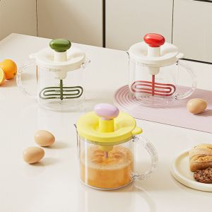 OKDEALS01 Press-Type Manual Mixing Cup Clear Large Capacity Manual Egg Beater Egg Foaming Tool Sturdy Egg Mixing Cup Home Use