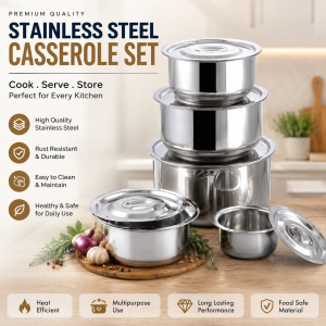 5PCS Stainless Steel Stock Pot Set Cookware Food storage  High Quality  lightweight super affordable price!