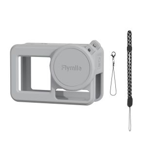 Flymile Silicone Protective Case Anti-Lost Lanyard For DJI Action 5 Pro/Action 4/3 Lens Cap Full Protector Cover Camera Accessories