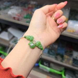 Q1692 Lắc bạc 2 tỳ hưu túi tiền Ngọc Bích Canada treo móc bạc 925 không kén mệnh - Phong Thuỷ TUDO