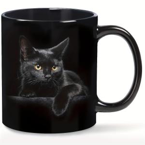 1pc Black Cat Coffee Cup Ceramic Funny Coffee Mug Perfect Cat Lover Gift Cute Present Great Birthday Or Valentines Surprise Halloween Gifts (11oz)