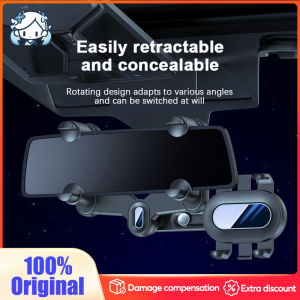 Bidirectional Telescopic Car Mount Rearview Mirror Fixing 360° Rotatable Navigation Tool