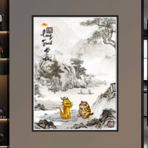 Tranh Laminate Tráng Gương - Tranh Treo Tường LONG TRANH HỔ ĐẤU Chế - Tranh Vô Tri - Tranh Chế Vui Nhộn