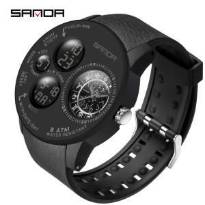SANDA Top Brand Luxury Fashion Men Constellation Watch Waterproof Quartz Men Dual Display Military Sports Electronic Multifunction Watch