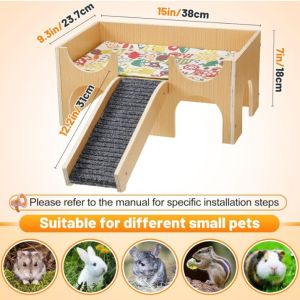 [Bồ công anh] lâu đài lợn guinea bằng gỗ chắc chắn  nhà ẨN NÁU đa cấp có cầu thang  môi trường sống dễ dàng lắp ráp cho chuột đồng/thỏ/chinchillas