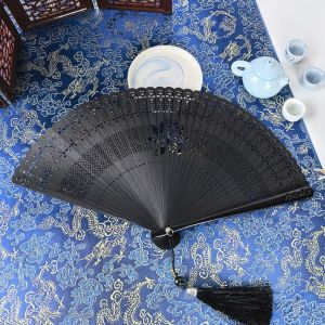 ECLK0G Lotus Flower Folding Bamboo Hand Fan Bamboo Frame Hollowed-out Mini Shell Fan Gentle Design Decoration Retro Handheld Fan Home Decoration
