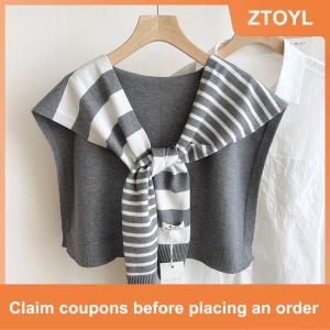 【ZTOYL】 New Match Black And White Knitted Striped All-Matching Fashion Decoration Website Red Plus-Sized Neck Protection Shoulder Shawl