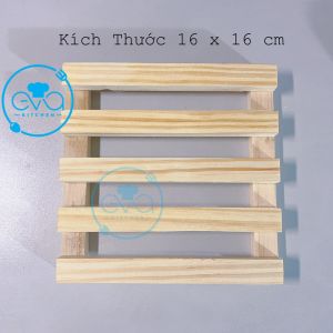 Miếng Lót Nồi Gỗ Cách Nhiệt Dạng Vuông / Đế Lót Chậu Cây Vuông 18cm