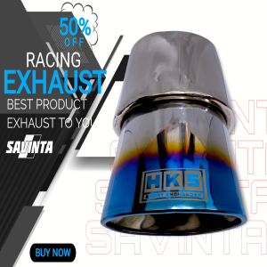 Knalpot Racing Mobil HKS Oval Full Stainles Suara Bass 33cm Blue