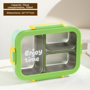 NEXTYOO Thép không gỉ Hộp cơm hình chữ nhật Lưới chia nhỏ Hình chữ nhật Hộp đựng thức ăn bằng thép không gỉ Nắp đậy kín Hộp cơm chia ngăn dành cho sinh viên