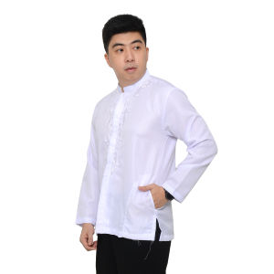Baju koko pria lengan panjang Putih motif Bordir A4