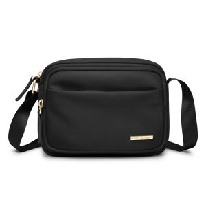 GOLF QUALITY Ladies Cross Shoulder Bag Small Slingbag for Women Nylon Crossbody Bags 2025 Waterproof Multi Pocket Fashion Handphone Pouch Sling Lightweight Black Apricot