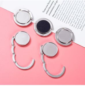 Foldable Purse Hook For Women Mini Blank Pattern Table Hanging Hook Portable Desk Handbag Storage Hanger Daily Bag Organizer Accessory