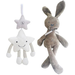 กระต่ายนุ่มนอนตุ๊กตาและ Plush ทารกแรกเกิดของขวัญรูปสัตว์ทารกรถเข็นเด็กแขวนเปลของเล่นทารกแบบเขย่ารถเข็นของเล่น