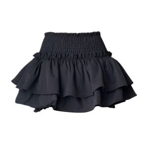 XINSU38 Double Layered Mini Cake Short Skirts A-line Ruffle High Waisted Pleated Skirt Sweet Lolita Lady