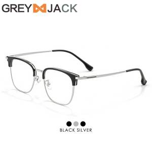 Grey Jack Kacamata Antiradiasi Blueray Model Kotak Half Frame Ringan Bahan Titanium Fashion Pria Wanita Bisa Minus 3227