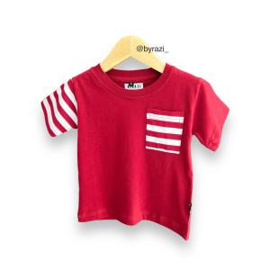 byrazi Baju Anak Pria Wanita Oversize Polos Merah Putih Lengan Pendek Panjang