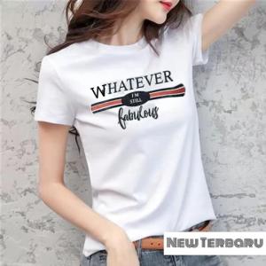 BAYAR DI TEMPAT(COD)-Kaos Oblong Wanita Whatever 0056 Distro Cewek Atasan Kekinian Murah Lengan Pendek Tumblr Tee Casual T-shirt Cotton Combed Tshirt Pakaian Olahraga Santai Remaja Dewasa Abg