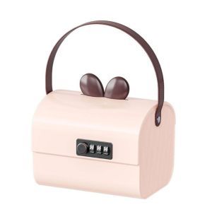 NEB11 Cartoon Design Password Savings Box with Stickers Large Capacity Coin Storage Case Dustproof with Lid Cartoon Change Jar Children Use