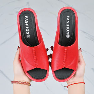 Free Shipping Lushengpo WomenS Summer New Fish-Mouth Thick-Soled Fashionable Outdoor Slippers Comfortable And Casual Slip-Ons