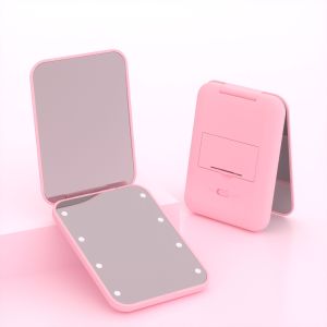 Portable LED Compact Mini Makeup Mirror – 1X/3X Magnification Folding Battery Powered for Travel