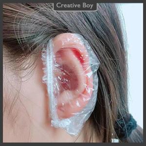 [Creative] 100pcs Disposable Earmuff Stransparent Waterproof Earmuffs Hair Dye Perm Color Plastic Earmuffs