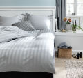 Bộ vỏ chăn gối đôi | JYSK Nell | cotton sateen | xám/ghi | R200xD220cm/R50xD70cm. 