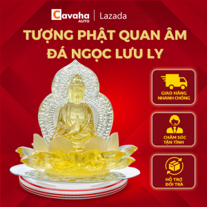 TƯỢNG PHẬT QUAN ÂM NGỰ ĐÀI SEN BẰNG ĐÁ NGỌC LƯU LY