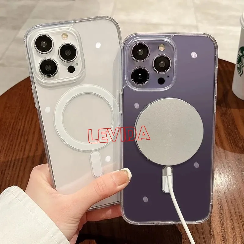 For Magsafe Magnetic Transparent Wireless Charge Case For Iphone X