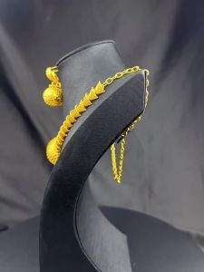 Bộ trang sức hai món gồm vòng cổ và bông tai hình cầu Dubai Trung Đông không phai màu dành cho cô dâu Ấn Độ