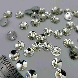 Diamon Resin Kristal Motif Bentuk Bulat Lancip Ukuran 16 Mm Warna Putih Bersih Kilau Cantik Per Lusin Kualitas Bagus Aa