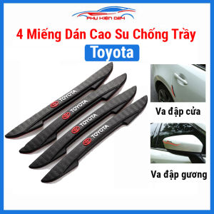 Bộ 4 miếng dán cao su chống trầy xước va đập cửa xe ô tô logo chữ TOYOTA bảo vệ tránh va chạm phần cửa gương xe hơi