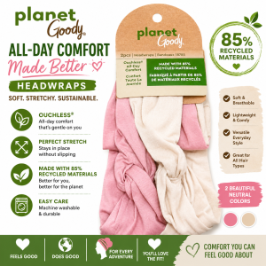 Planet Goody Soft Stretch Headwraps Pink Oatmeal 2pcs Hair Wrap