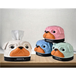 Hộp Đựng Khăn Giấy Gia Dụng Để Bàn Màu Be Chống Ẩm Chống Thấm Nước Hình Mặt Cún Đáng Yêu Dễ Thương