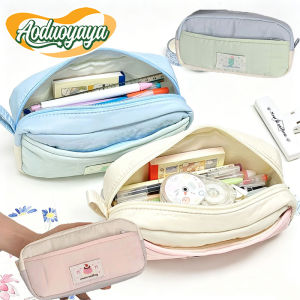 Aoduoyaya Dopamine Spliced Pencil Case Large Capacity 3-Layer Storage Color-Block Pencil Cases Bag Stationery Bag