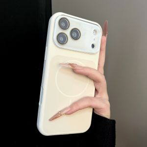 Luxury Silicone Large Window Magnetic For Magsafe Case For iPhone 17 Air 16 15 Pro Max  Candy Shockproof Hard Back Cover Funda