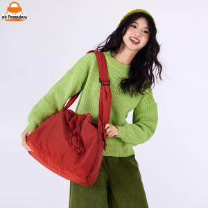 Nylon Drawstring Bag Casual Crossbody Bag Large Messenger Bag for Women Work Shopping Travel