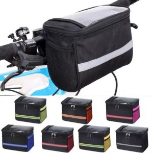 JURHOMIE Waterproof Bike Front Tube Bag Easy Install Large-capacity Mountain Bike Front Handle Bag  Reflective Strip Bicycle Handlebar Basket Bicycle Accessories