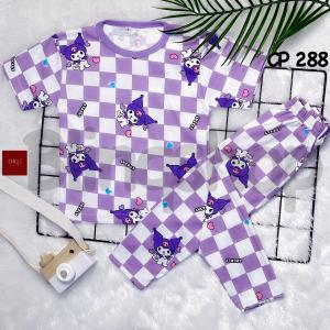 Setelan anak perempuan untuk 1-10 tahun/baju tidur anak cewek/setelan cp full printing motif kuromi 288 blinqshop