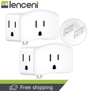 LENCENT 2 Pack 3 Prong to 2 Prong Grounding Adapter Plug Extender Outlet Converter Wall Plug Splitter with 3 AC Outlets Travel Power Adaptor for Philippines to Japan-Type A Cruise Ship Approved