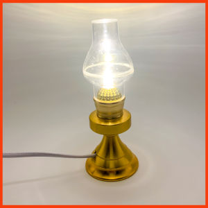 [TMS - DAU01] Đèn dầu điện tử vỏ kim loại nhũ đồng Đèn dầu cắm điện đèn thờ