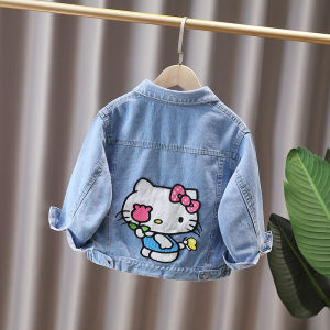 Christmas Gift Halloween Hello Kitty Sanrio Girls New Fashion Cartoon Denim Jacket Spring Autumn New Kawaii Casual Coat Kuromi Kid Anime Lounge Clothes